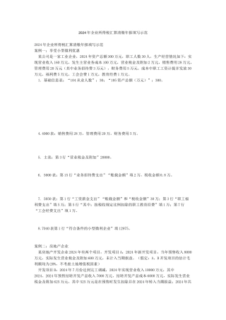 2024年企业所得税汇算清缴年报填写示范
