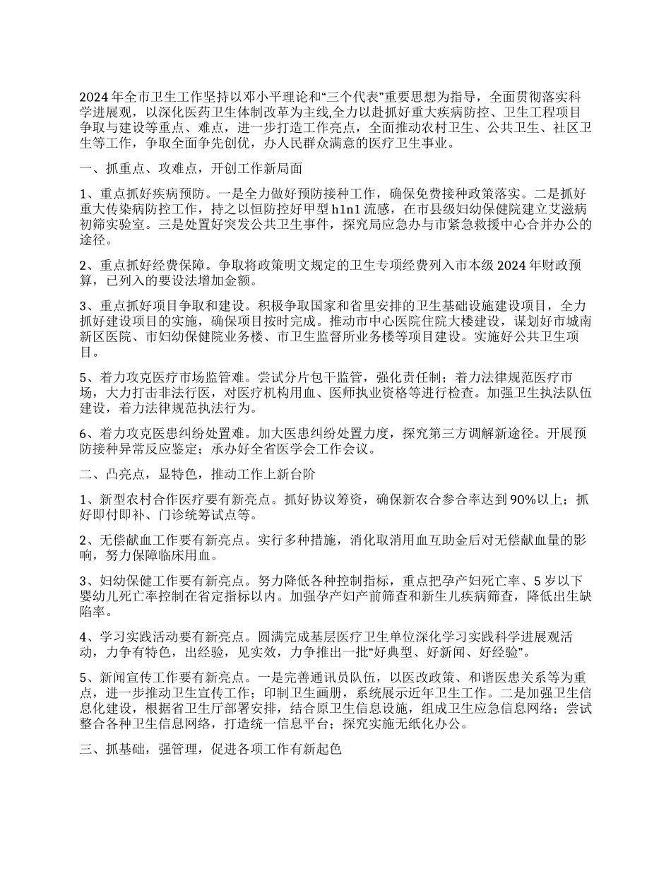 2024年全市卫生工作要点_第1页