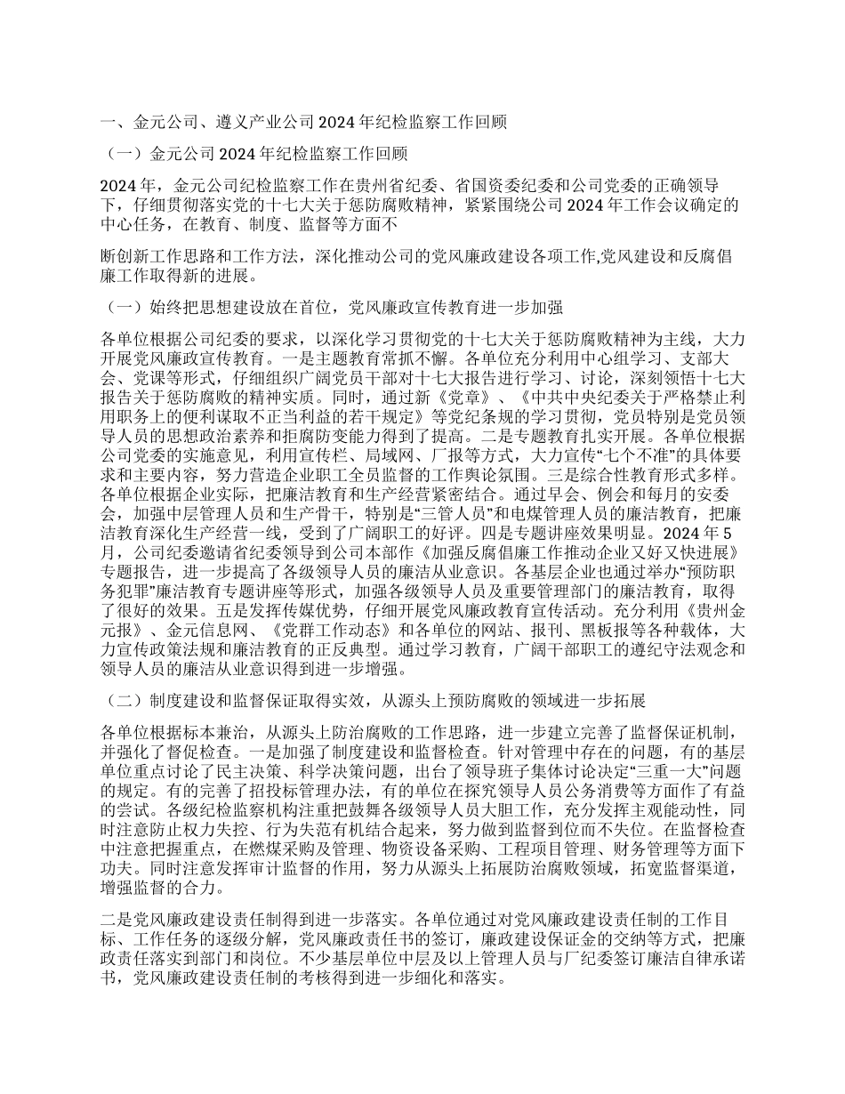 2024年公司纪检监察工作报告_第1页