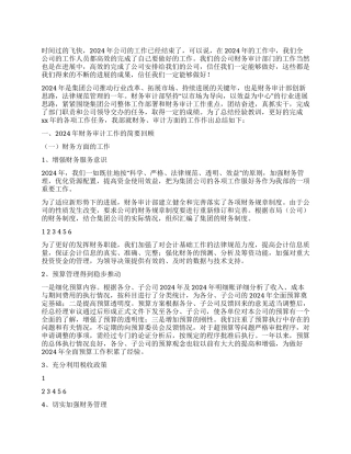 2024年公司财务审计工作总结
