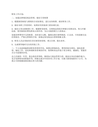 2024年公司财务工作计划范文
