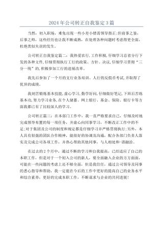 2024年公司转正自我鉴定3篇