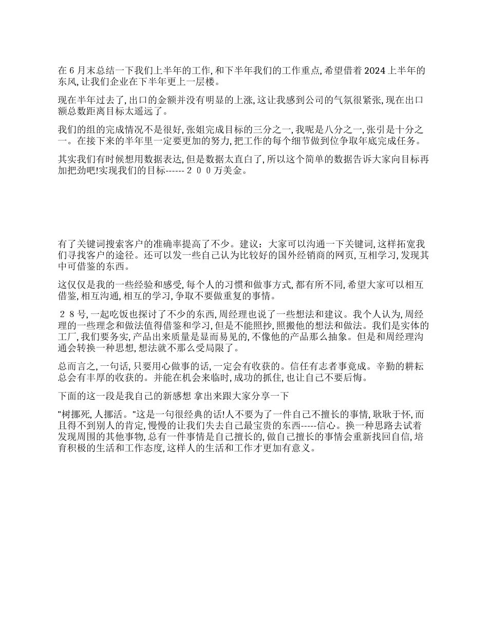 2024年公司销售部上半年工作总结_第1页