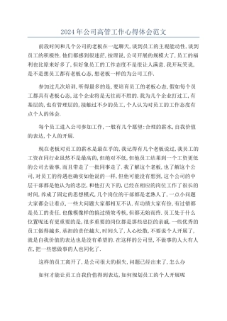 2024年公司高管工作心得体会范文