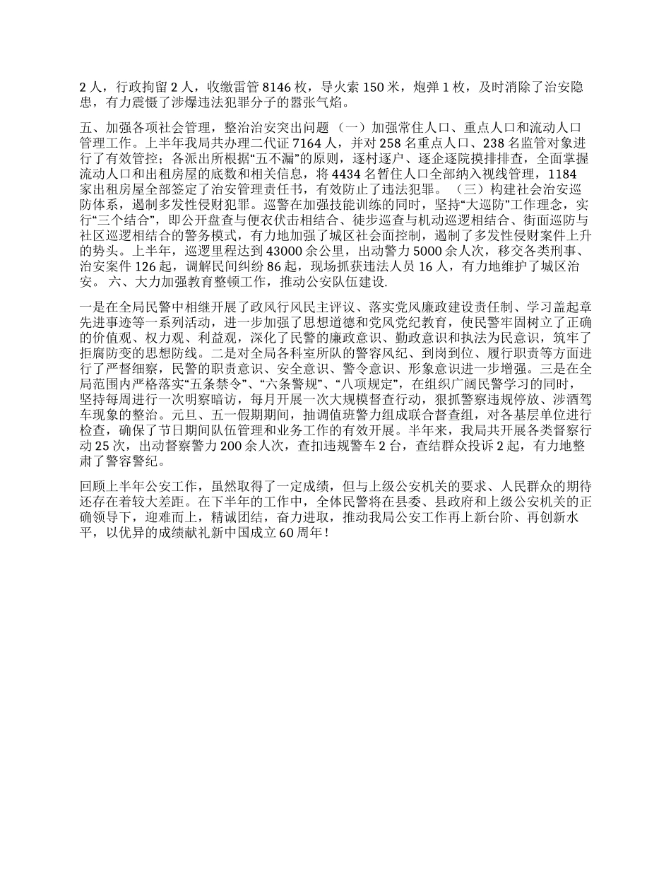 2024年公安局上半年工作总结_第2页