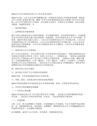 2024年公安分局政府信息公开工作自查自评报告