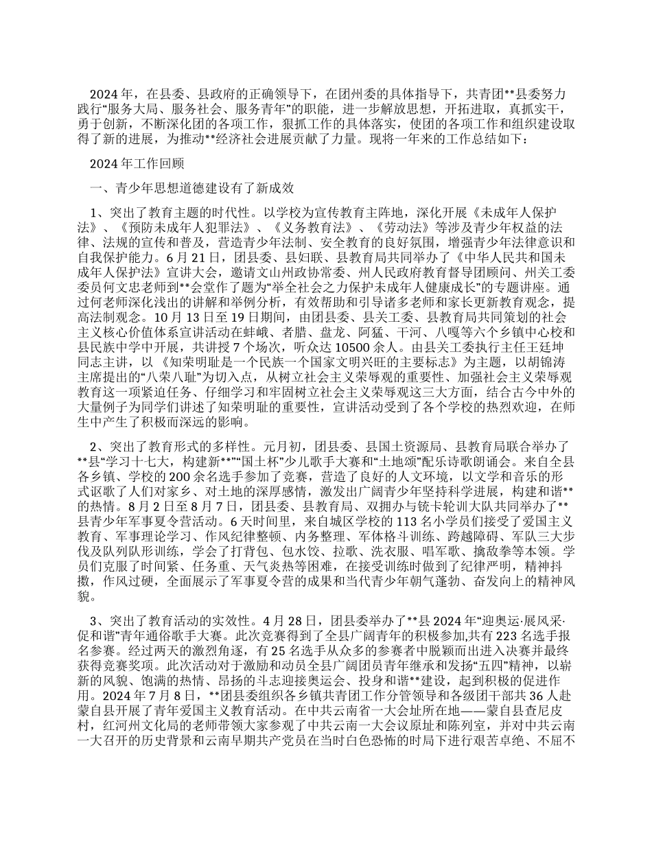 2024年共青团县委工作总结_第1页