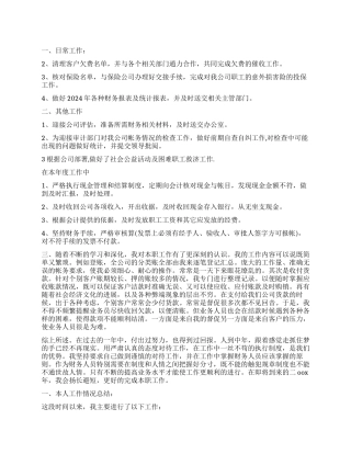 2024年出纳述职报告