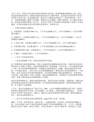 2024年制药企业上半年工作总结