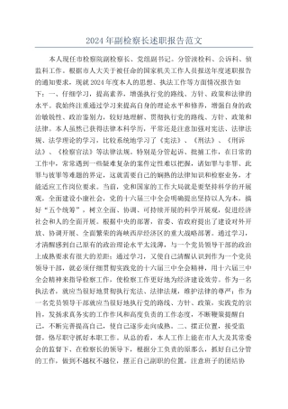 2024年副检察长述职报告范文