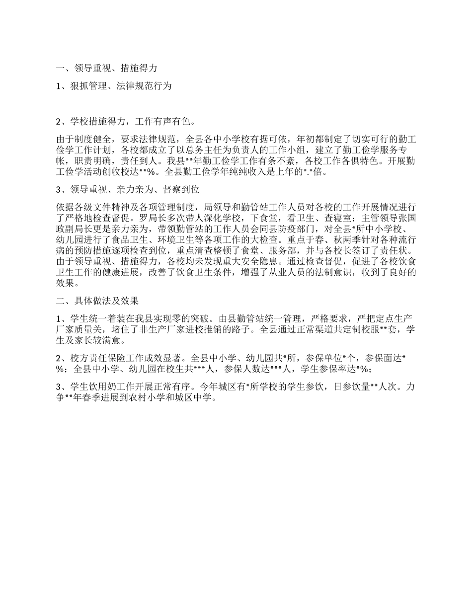 2024年勤工俭学工作总结_第1页