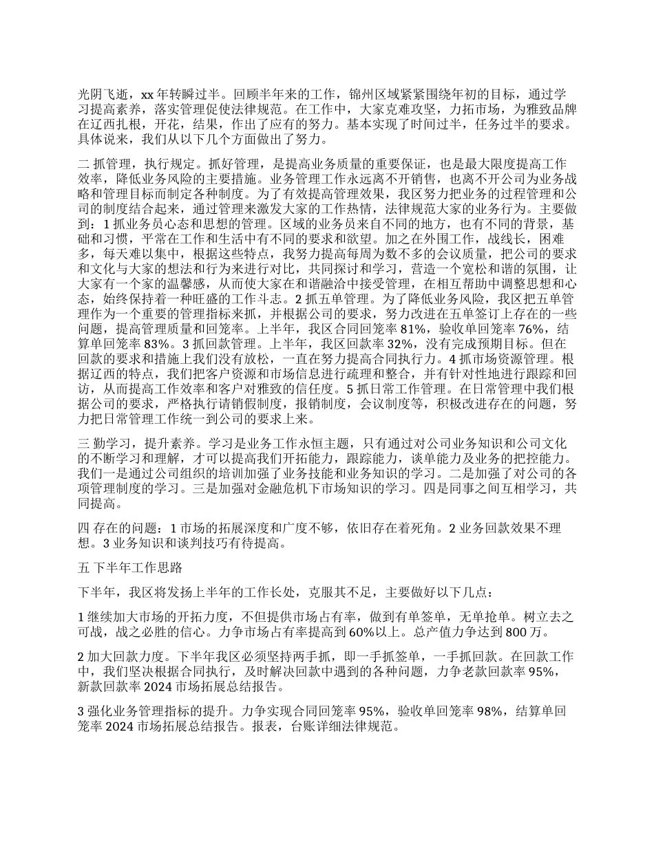 2024年区域经理上半年工作总结_第1页