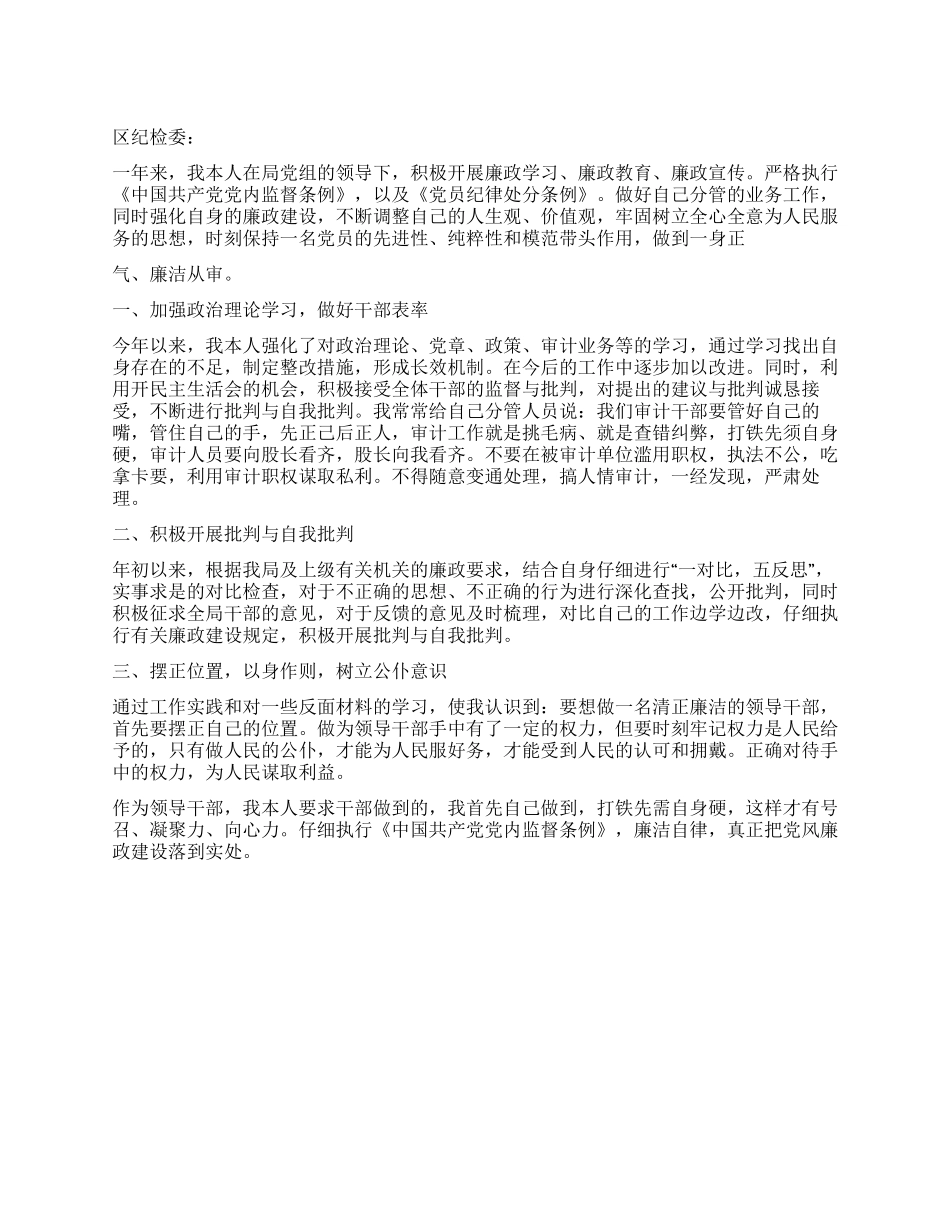 2024年区审计局副局长述廉报告_第1页