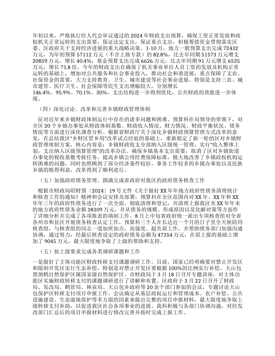 2024年区财政局预算科工作总结_第2页