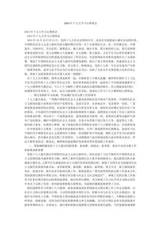 2024年十九大学习心得体会