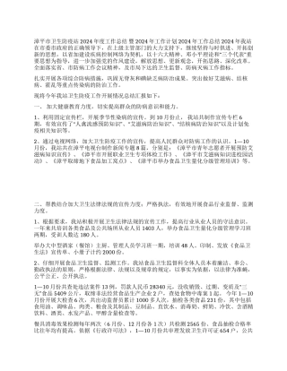 2024年卫生防疫工作总结