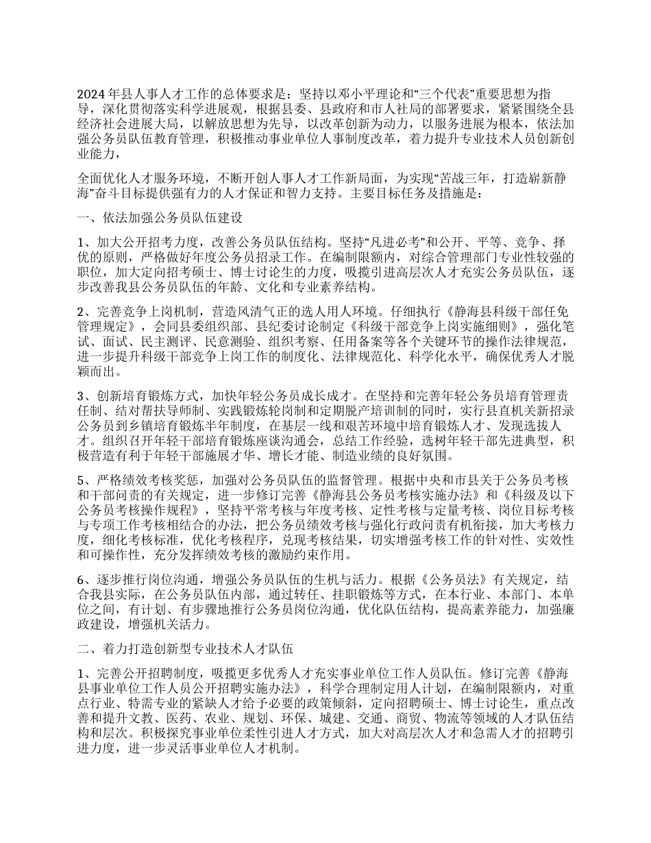 2024年县人事工作计划_第1页