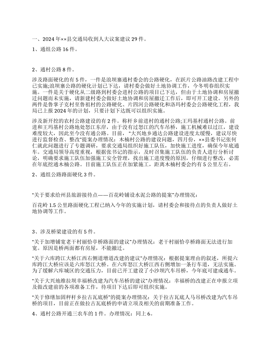 2024年县人大议案和政协提案办理情况工作总结_第1页