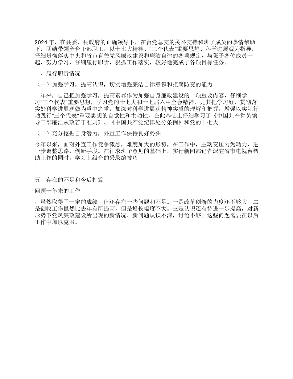 2024年县广播电视台台长工作总结_第1页