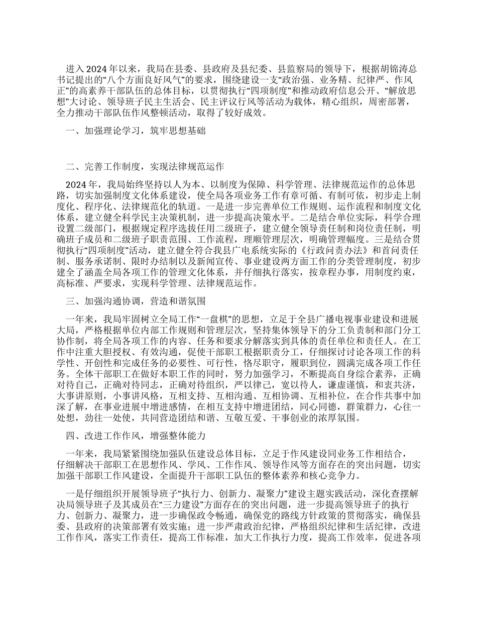 2024年县广电局干部队伍作风整顿工作总结_第1页