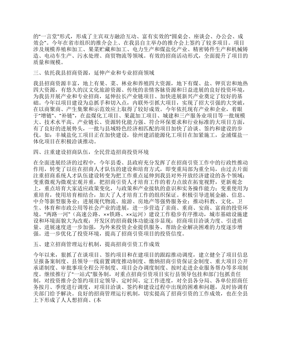 2024年县招商引资工作总结_第2页