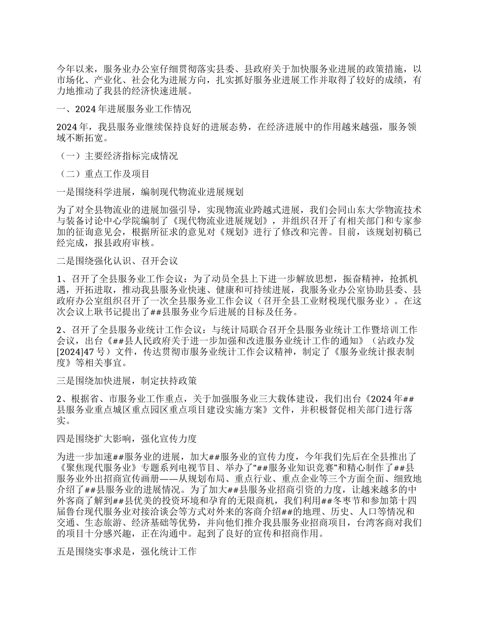 2024年县服务办工作总结及2024年工作思路_第1页