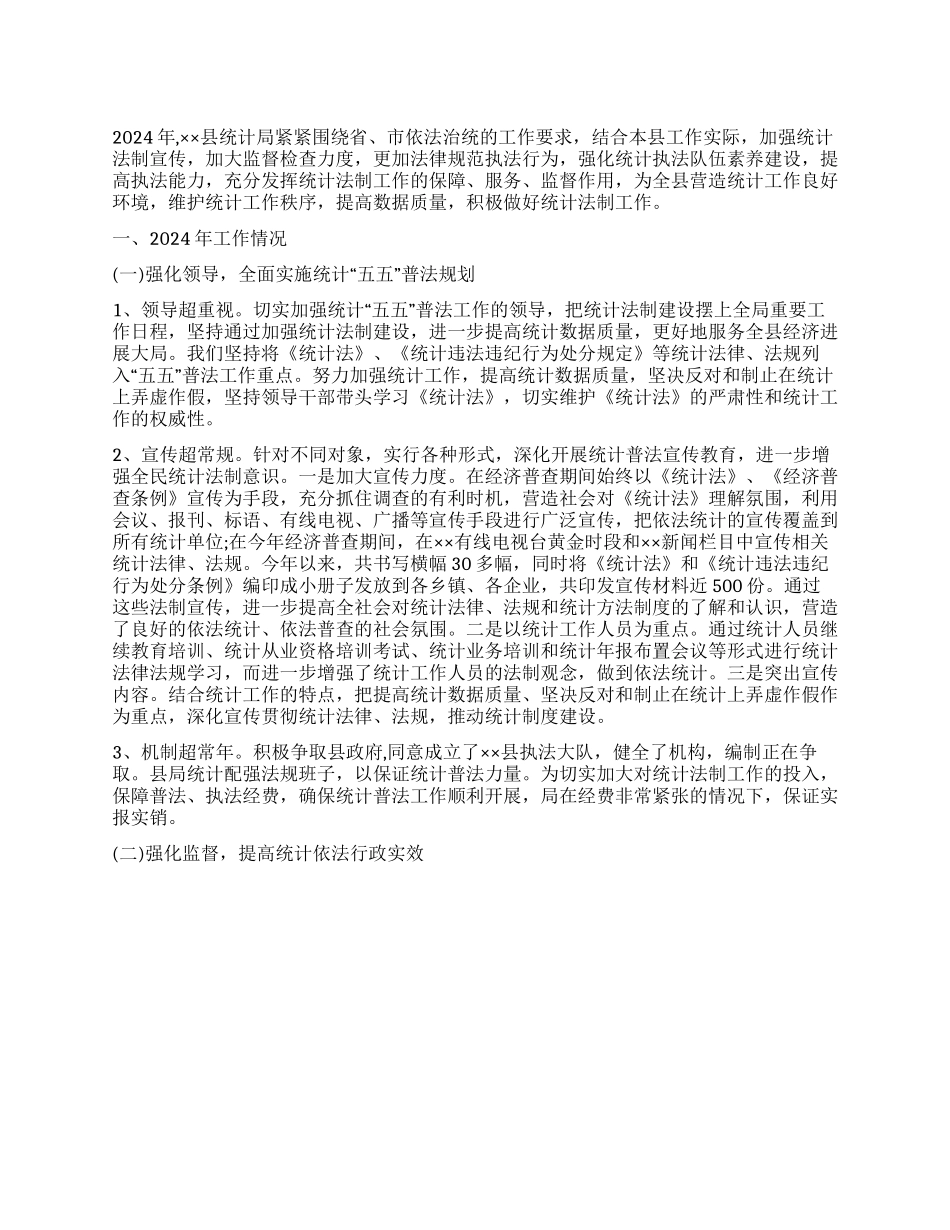 2024年县统计局加强统计执法工作总结_第1页