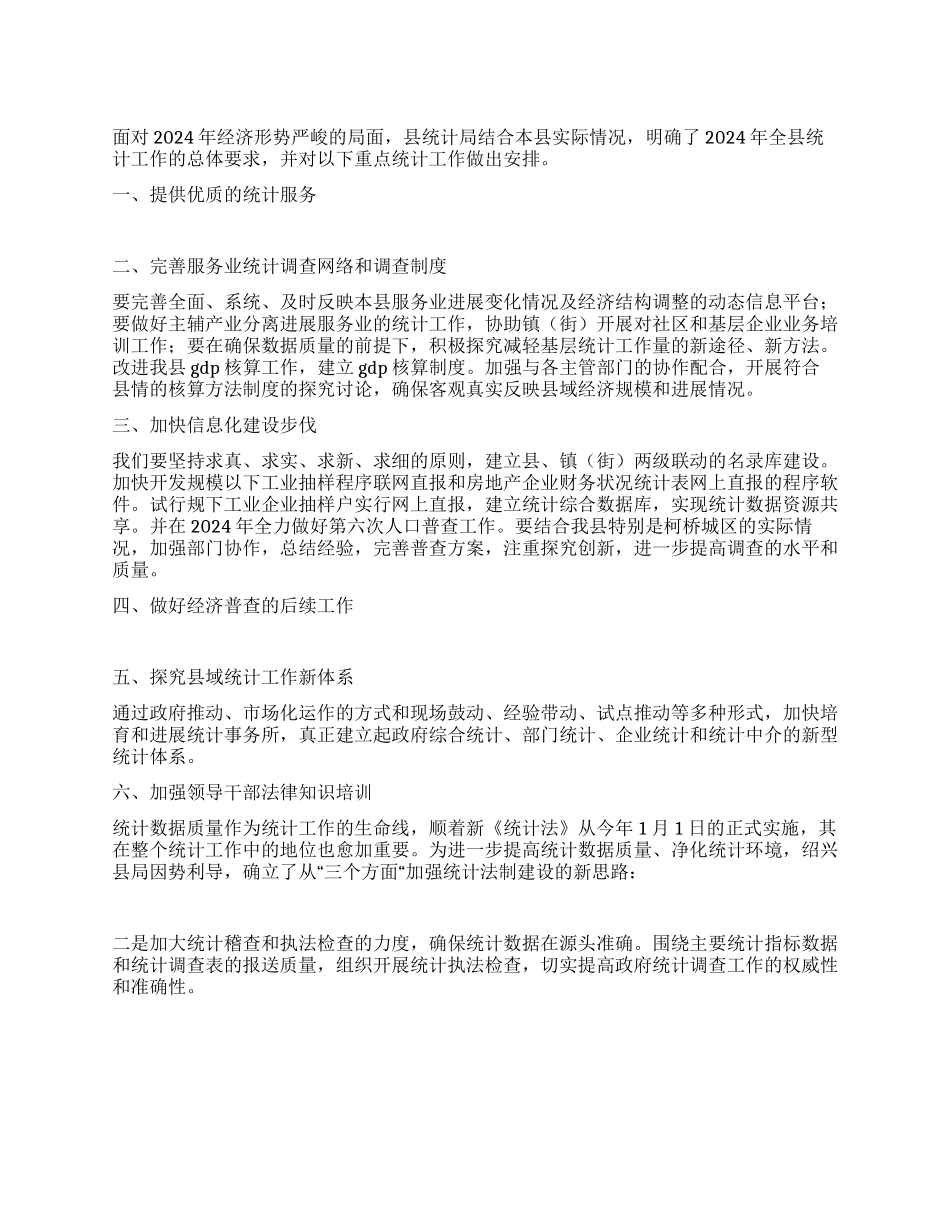 2024年县统计局工作计划安排_第1页