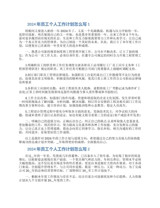 2024年员工个人工作计划怎么写五篇最新