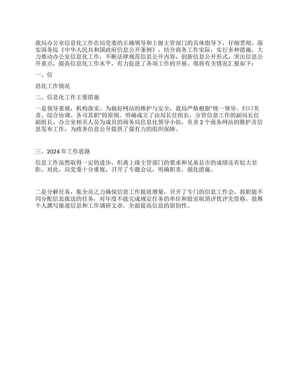 2024年商务局办公室信息化工作情况汇报_第1页