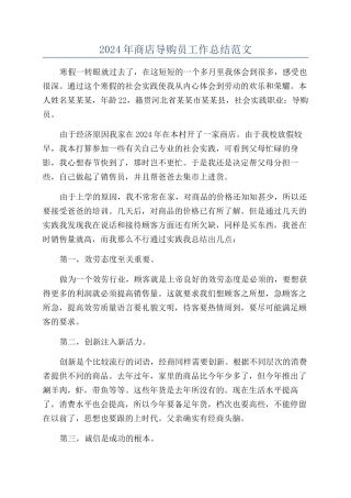 2024年商店导购员工作总结范文