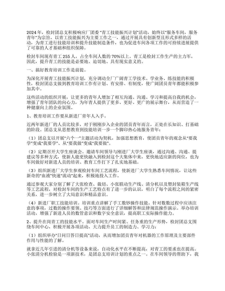 2024年团总支“青工技能振兴计划活动总结_第1页