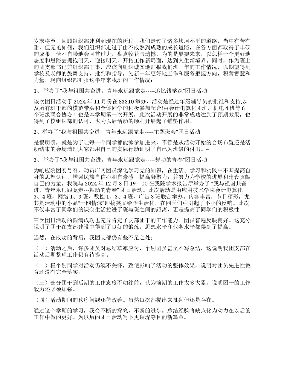 2024年团支部书记年终工作总结_第1页