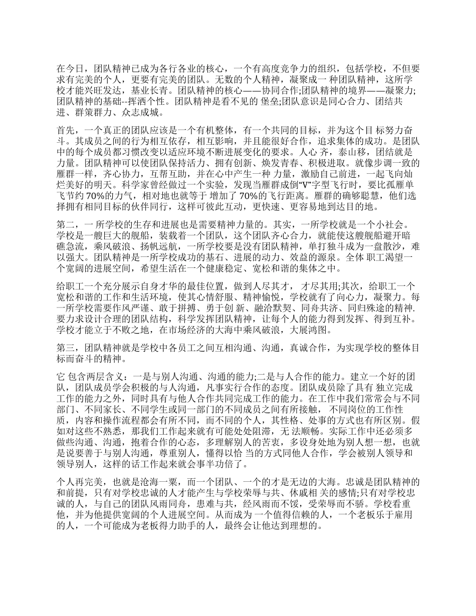 2024年团队精神培训心得体会_第1页