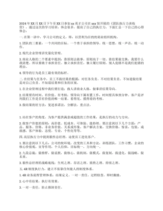 2024年团队执行力培训心得体会