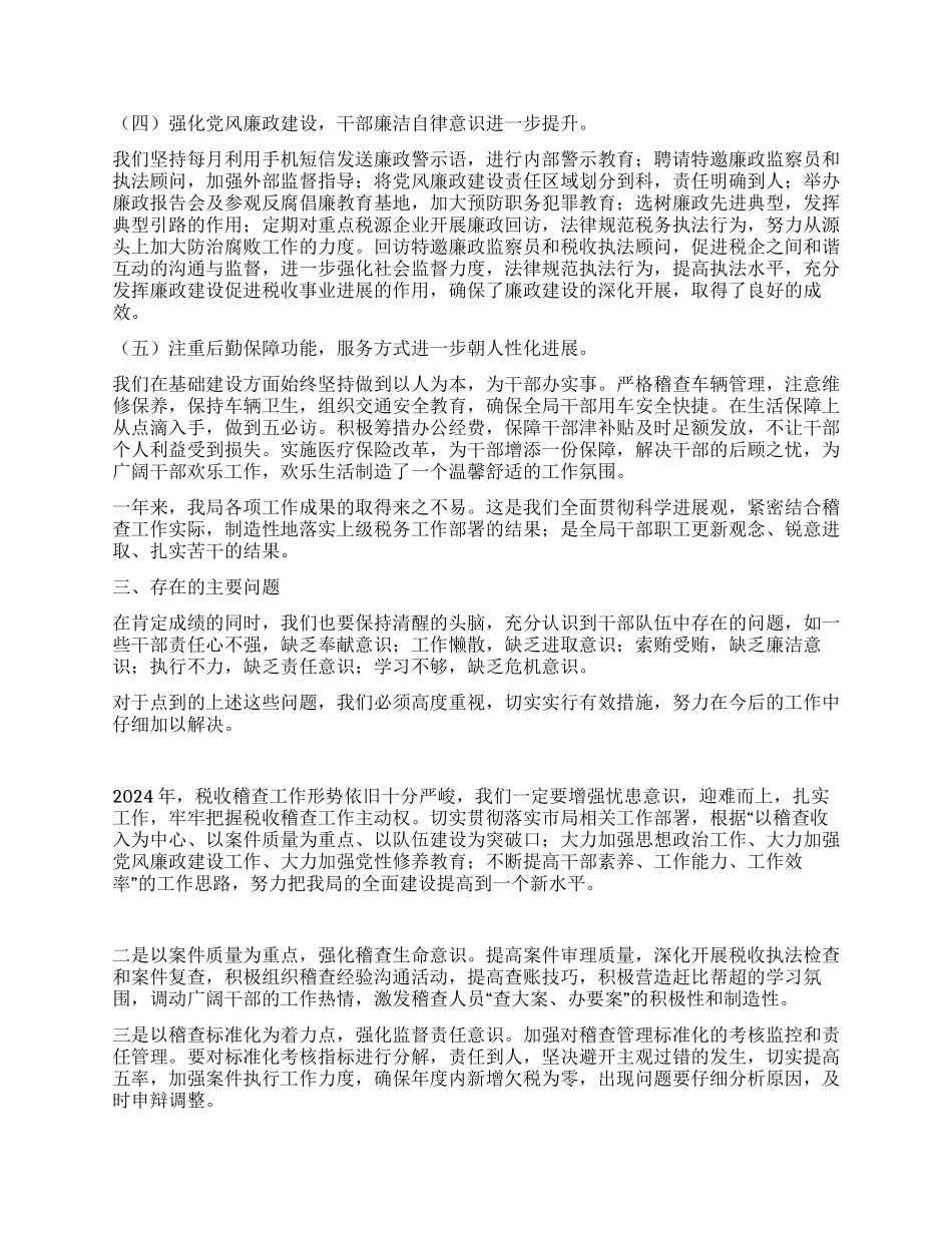 2024年国税稽查局工作总结及2024年工作安排_第3页