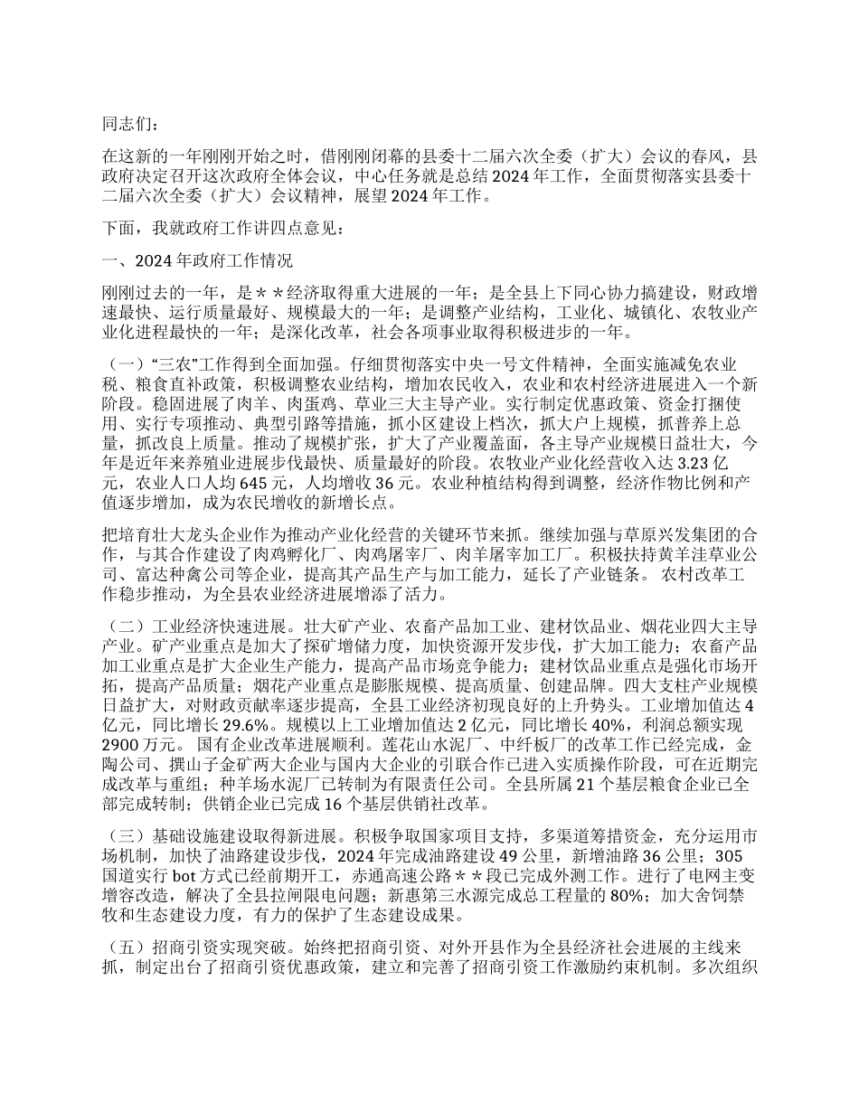 2024年在政府全体会议上的讲话_第1页