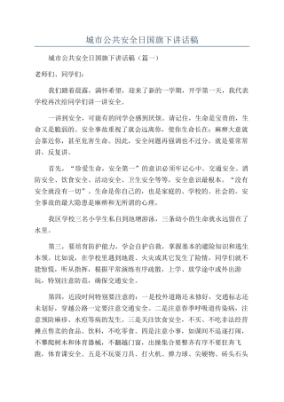 2024年城市公共安全日国旗下讲话稿