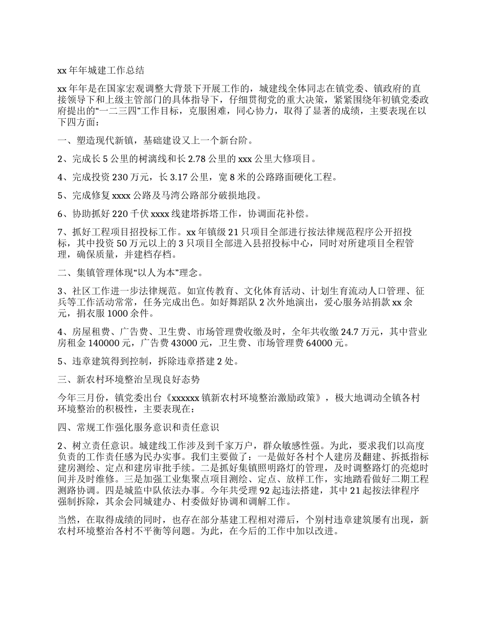2024年城建工作总结_第1页