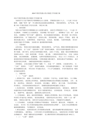 2024年基层党建示范点创建工作实施方案