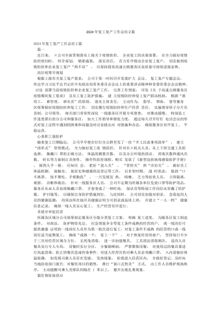 2024年复工复产工作总结2篇