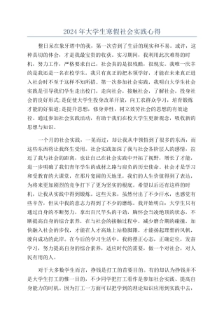 2024年大学生寒假社会实践心得