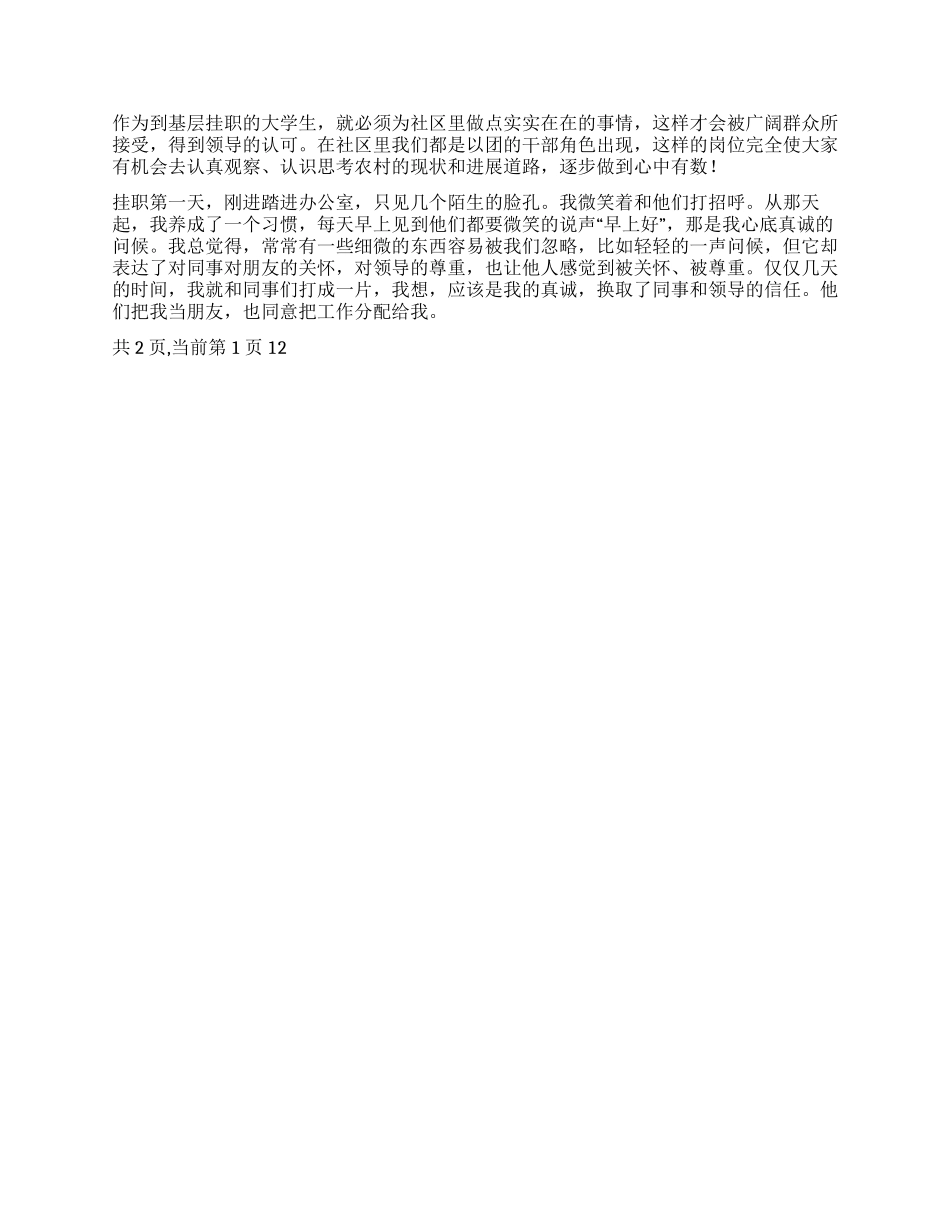 2024年大学生挂职锻炼工作总结_第3页