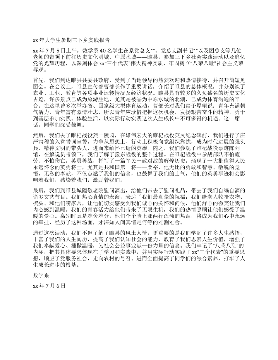 2024年大学生暑期三下乡实践报告_第1页