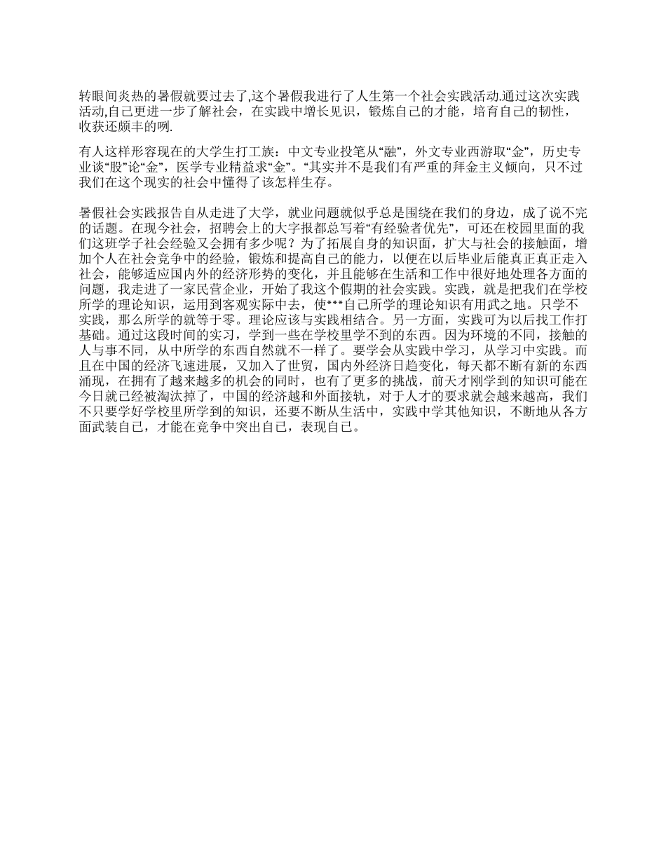 2024年大学生暑期社会实践报告_第1页