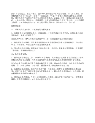 2024年大学生村官工作计划