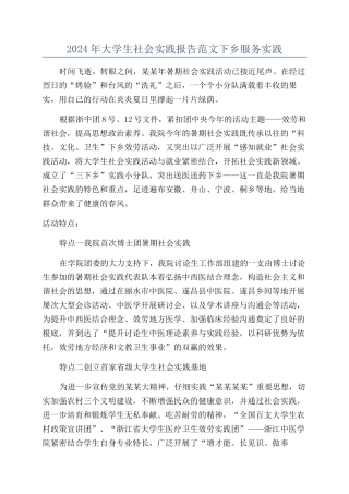 2024年大学生社会实践报告范文下乡服务实践
