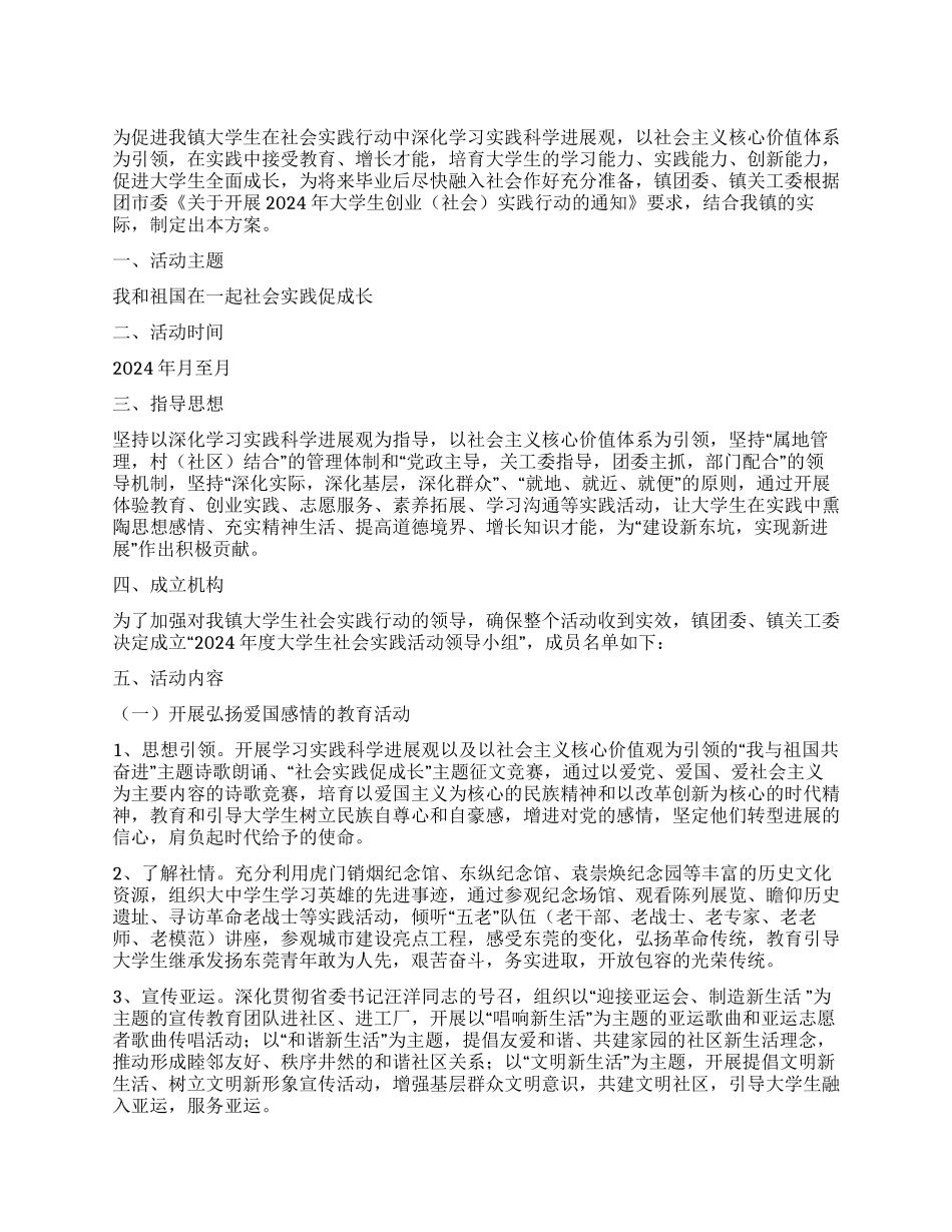 2024年大学生社会实践活动策划方案_第1页