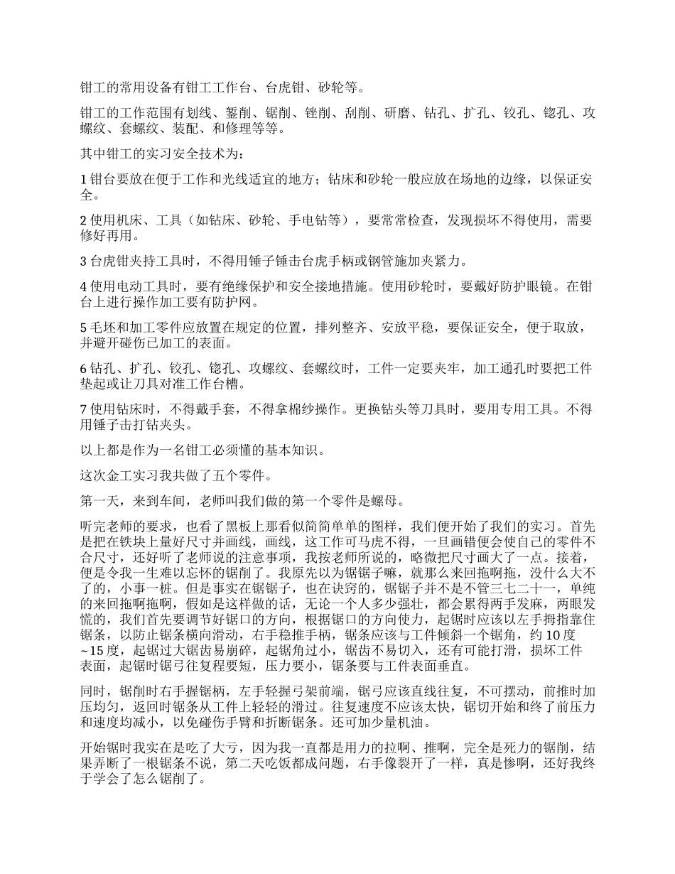 2024年大学生钳工实习报告_第3页