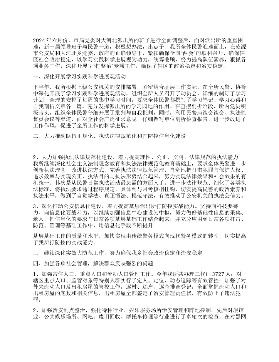 2024年大河北派出所工作总结_第1页